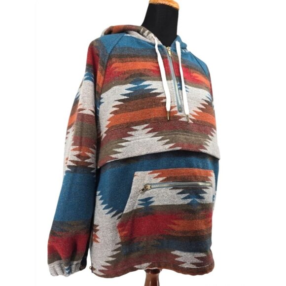 Mainstrip Womens Half Zip Aztec Southwestern Pullover Hoodie Size M - Picture 2 of 11
